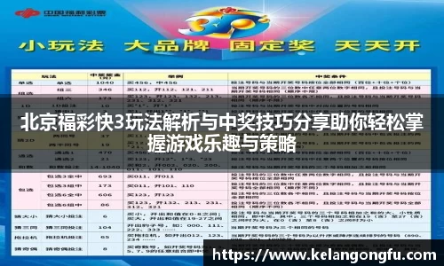 北京福彩快3玩法解析与中奖技巧分享助你轻松掌握游戏乐趣与策略